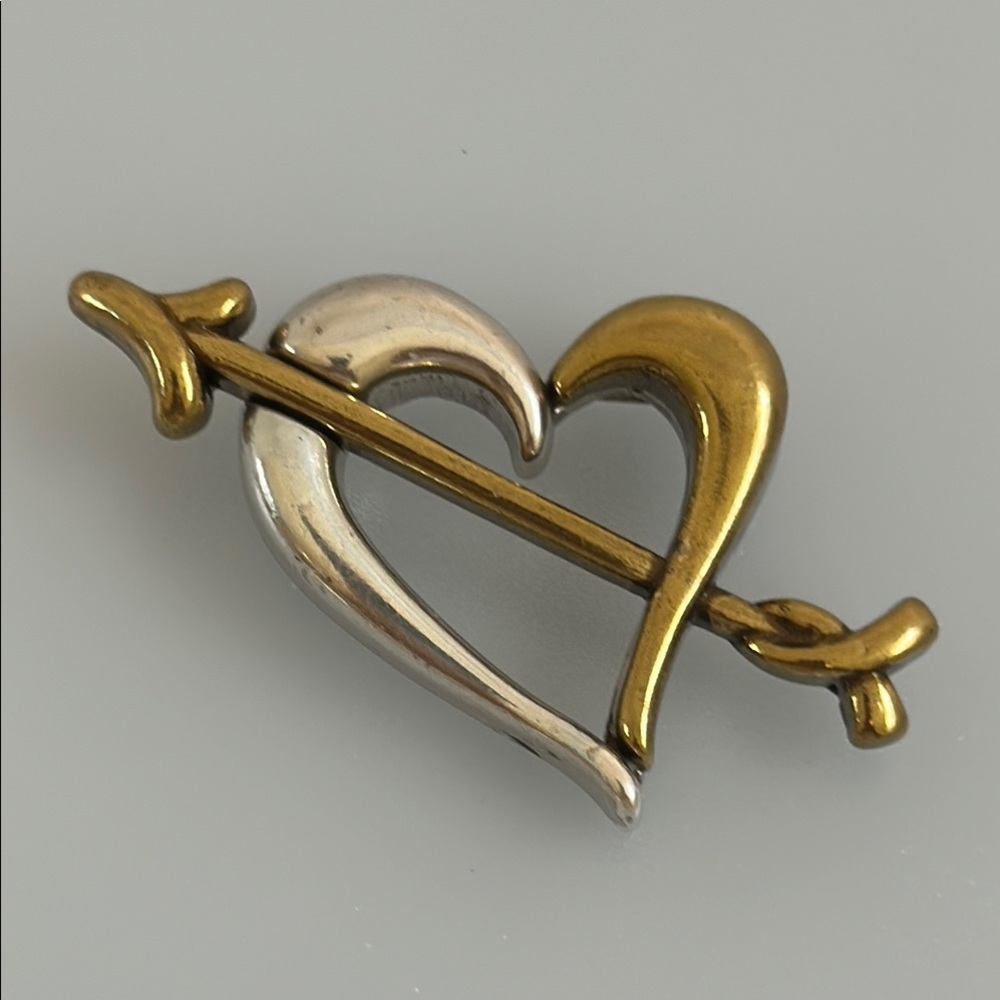 Brighton Silver and Gold Heart Brooch